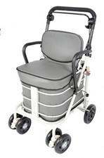 Shopping Trolley With Seat, Backrest & Armrest - GREY