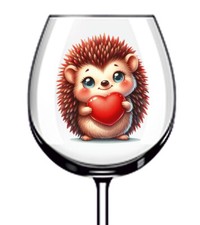 12x Hedgehog Valentines Day Colourful Wine Glass Van Vinyl Sticker Decal a5671