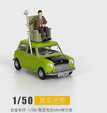 1:50 Scale Tiny MINI Cooper Mr Bean‘s MINI Set with sofa Metal Diecast Model Car