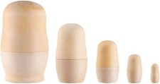 Russian Matryoshka Wooden Nesting Dolls 5 pcs DIY Blank Wood Russian Dolls Decor