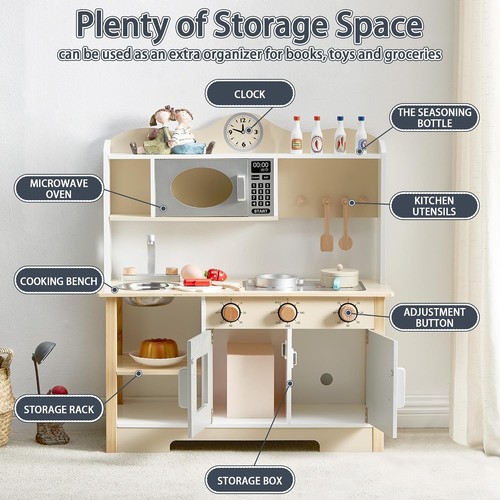 Large wooden play kitchen - wooden, with