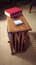 wooden newspaper/magazine rack table.