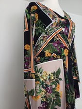 Joseph Ribkoff Black Multi Colour Wrap Midi Dress UK 14 Elegant Classic
