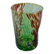 Murano Glass Drinking Tumbler Green Red Multi Millefiori