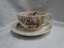 Spode Fairy Dell, Multicolored Florals, Swirl Rim: Cup & Saucer Set (s), As Is