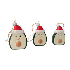 1x 7.6cm Avocado Tree Decoration - Christmas Giftware Smiley Face - DJ-32301