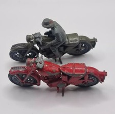 Vintage Lead Motorcycle Made In England Biker TTC147 Bundle Rare Green & Red