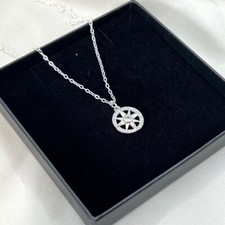 925 Sterling Silver North Star Compass Necklace, CZ Star Necklace, Dainty Chain