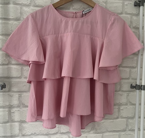 Bnwt zara pink ruffle frill - pink,