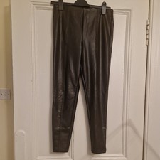 ON TREND DARK BROWN FAUX LEATHER LEGGINGS FROM M&S SIZE 10 SHORT