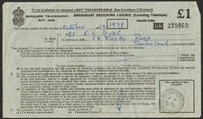 BBC WIRELESS RECEIVING LICENCE 1958/59
