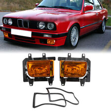 Front Bumper Yellow Fog Lights Plastic Lens For 85-93 BMW E30 3-Series Sedan ZT