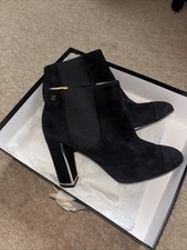 Chanel Suede Black Ankle Boots