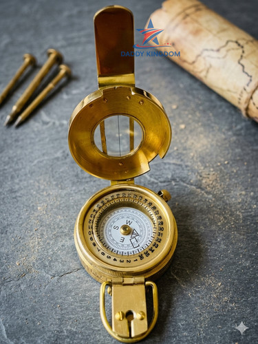 Solid brass antique compass - solid,