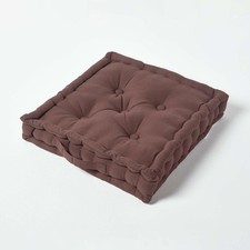Floor Cushion 100% Cotton Chocolate Brown 50x50x10cm Thick Plush Seat Pad