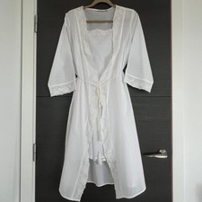 ZARA HOME Dressing Gown & Nightdress In Off White Cotton Floral Embroidery S/M
