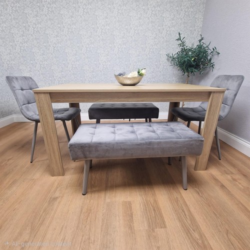 Oak effect dining table set - oak,