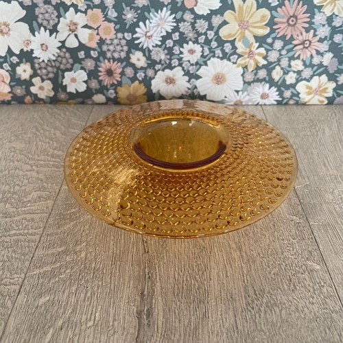 Amber glass hobnail posy vase - glass,