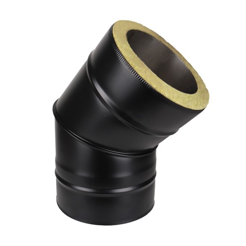 Twin wall elbow black - wall, 45°