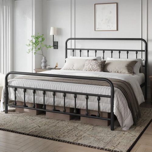 Iron bed frame queen black - queen,