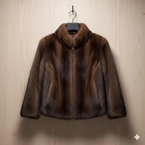 Dark brown mink fur jacket - dark,