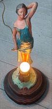 Antique 1920's A. Lesueur Figural Boudoir Lamp Art Deco Painted Spelter Signed
