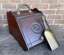 Vintage wooden coal scuttle - wooden,