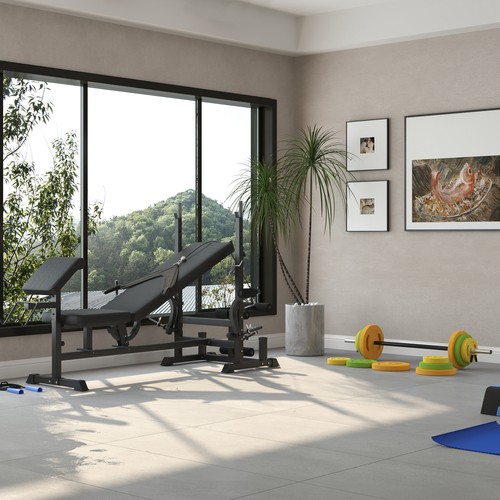Weight bench with barbell - with,