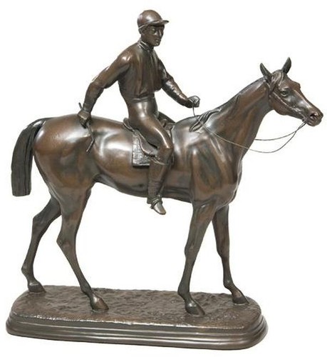 Horse and jockey resin - horse,