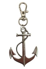 SILVER TONE LARGE SHIPS ANCHOR KEYRING Lobster Claw Charm Pendant Gift + Bag