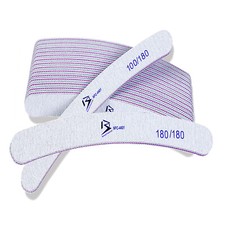 Professional Nail File 100/180/240 Grit Curved Shape Emery Board Buffer File Set