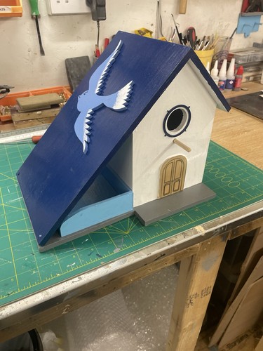Handcrafted birdhouse with - handcrafted, birdhouse/