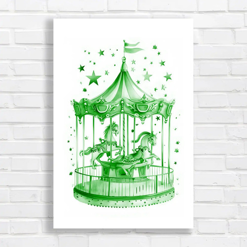 Enchanted carousel horse - horse, green