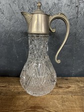 Vintage Cut Glass Decanter With Silver Plate Top