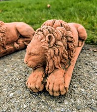 Pair terracotta Canova lions