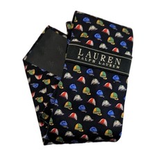 Discontinued Lauren Ralph Lauren Unique Jockey Hat Silk Tie NW Spring Navy NWT