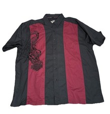 VTG Harley Davidson Button Down Shirt Men 2XL Eagle Logo Bowling Style Red Black