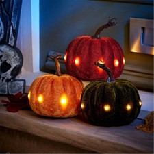 Velour Flocked LED Pumpkins