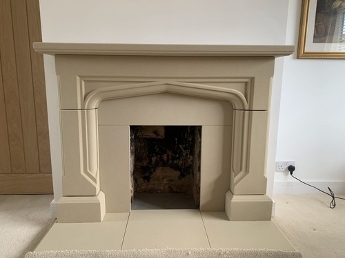 Gothic style stone fireplace - style,