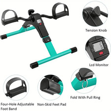 Portable Mini Pedal Exerciser with LCD Display - Adjustable Arm/Leg Rehab Cycle
