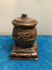Vintage Rare Treasure Craft Pot Belly Stove Bank with original rubber plug