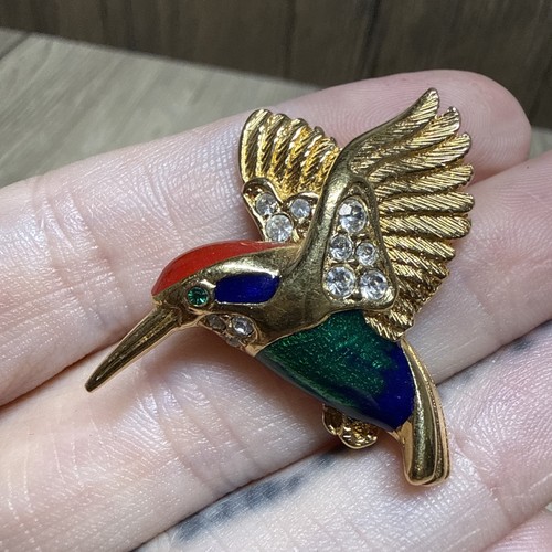 Vintage kingfisher brooch - vintage,