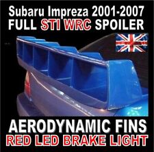 Full Wrc Fins Rear Boot spoiler + RED LED "Fits" Subaru Impreza wrx sti 01-07 