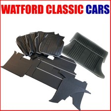 MGB GT Black/White Front and Rear Seat Covers plus Trim kit 1972-1980