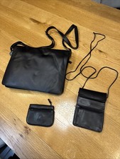 3 Piece Black Real Leather