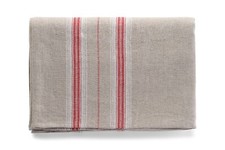 French Country Red Stripe Linen Tablecloth, Medium 250 x 150 cm