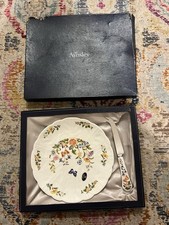 AYNSLEY COTTAGE GARDEN FLORAL PLATE AND CHEESE SLICE SET IN BOX VINTAGE
