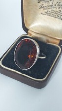 Antique Vintage 1930-s Large Smokey Quartz 925 Silver Ring Size UK N ,US 6 1/2