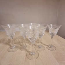 Set of 6 Royal Brierley Fuchsia Crystal Hand Cut Liqueur/Cordial Glasses–Signed