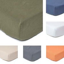 Luxury Soft Plain Linen Fitted & Deep Fitted Sheet Single Double King Super King